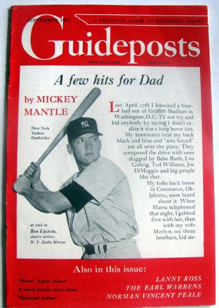 SEPTEMBER 1953 GUIDEPOSTS w/MICKEY MANTLE