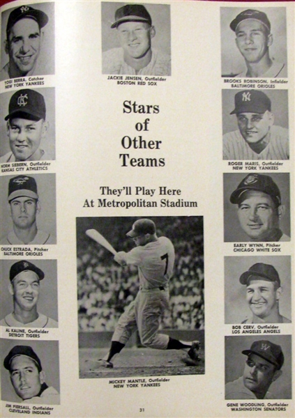1961 MINNESOTA TWINS YEARBOOK- 1st YEAR OF FRANCHISE
