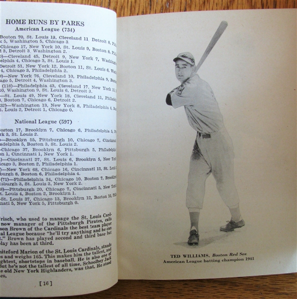 1942 MAJOR LEAGUE BASEBALL BOOK w/ TED WILLIAMS COVER