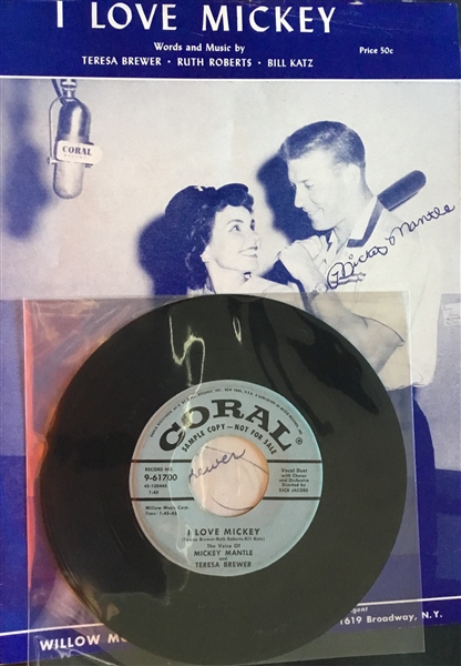 1956 MICKEY MANTLE I LOVE MICKEY SHEET MUSIC & RECORD