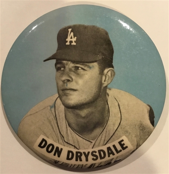 50's DON DRYSDALE LOS ANGELES DODGERS LARGE SIZE PIN
