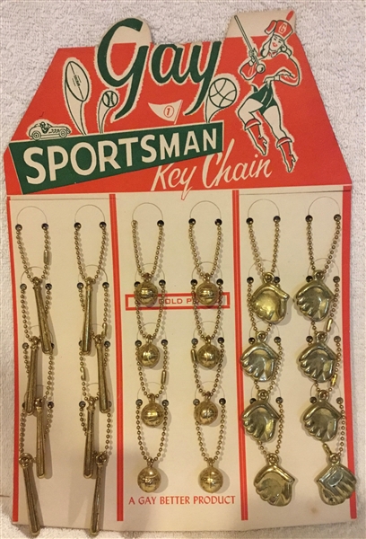 VINTAGE BASEBALL RELATED KEY CHAINS w/STORE DISPLAY