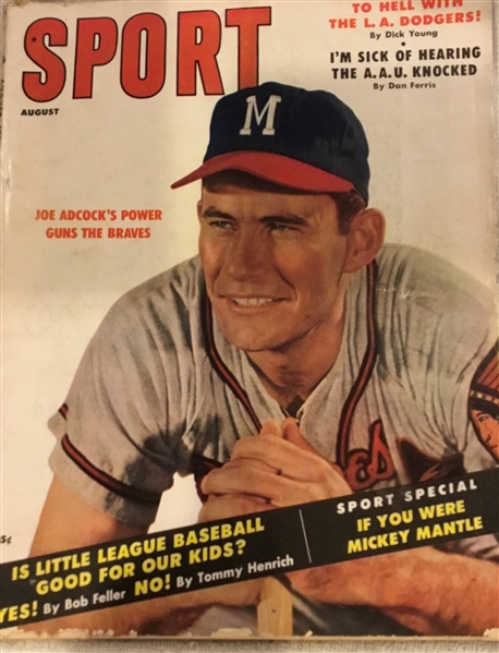 AUGUST 1957 SPORT MAGAZINE w/ADCOCK COVER