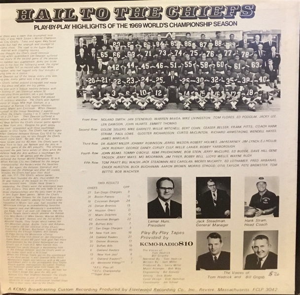 1970 HAIL TO THE CHIEFS RECORD ALBUM