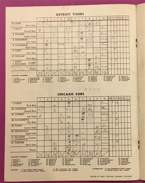 1945 WORLD SERIES PROGRAM - CUBS vs TIGERS