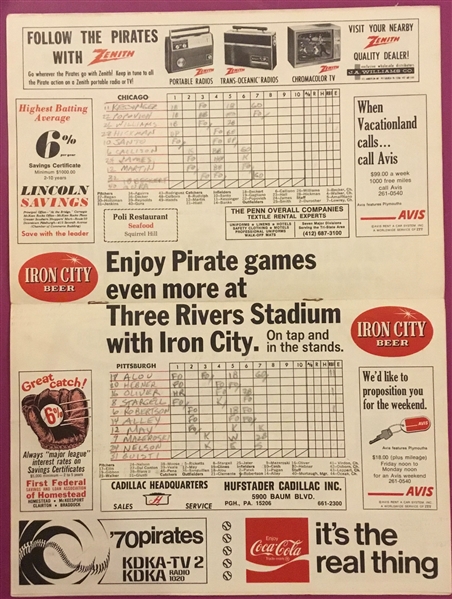 1970 PITTSBURGH PIRATES PROGRAM - LAST GAME EVER AT FORBES FIELD
