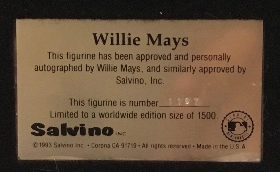 WILLIE MAYS SIGNED SALVINO STATUE w/BOX & COA