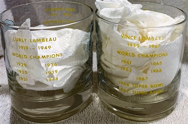 VINTAGE VINCE LOMBARDI/CURLY LAMBEAU GREEN BAY PACKERS GLASSES - 2