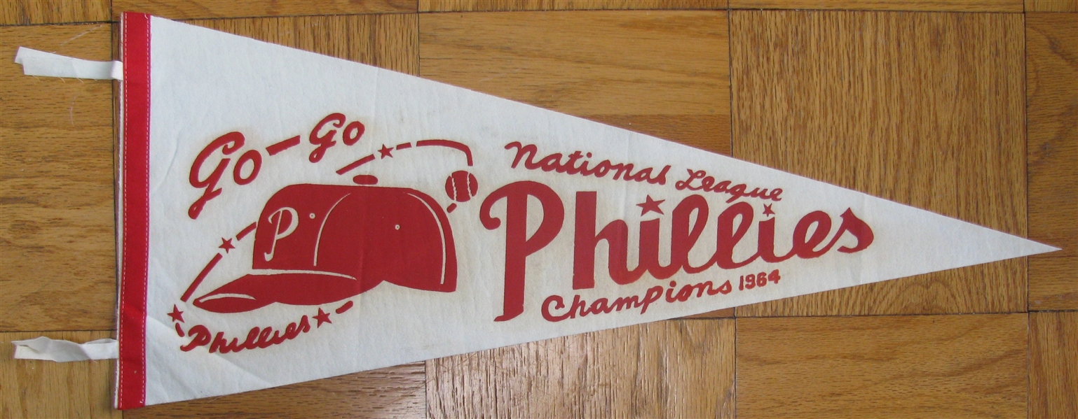 RARE - 1964 GO-GO PHILADELPHIA PHILLIES NATIONAL LEAGUE CHAMPIONS PHANTOM PENNANT
