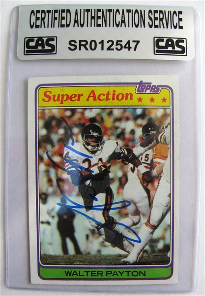 WALTER PAYTON SIGNED TOPPS FOOTBALL CARD /CAS AUTHENTICATED      
