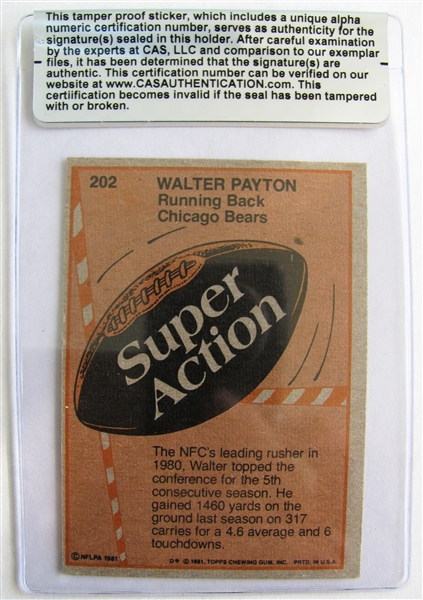 WALTER PAYTON SIGNED TOPPS FOOTBALL CARD /CAS AUTHENTICATED      