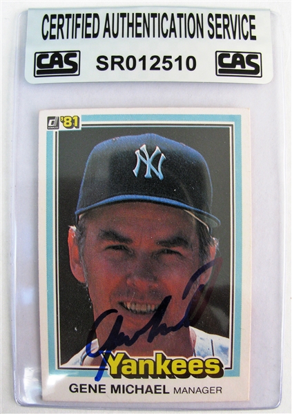 GENE MICHAEL SIGNED BASEBALL CARD /CAS AUTHENTICATED 