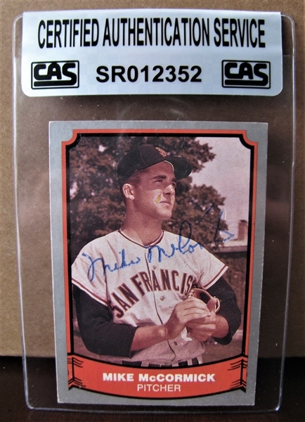 MIKE McCORMICK SIGNED BASEBALL CARD w/CAS 