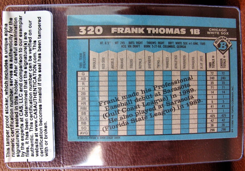 FRANK THOMAS SIGNED BASEBALL CARD w/CAS