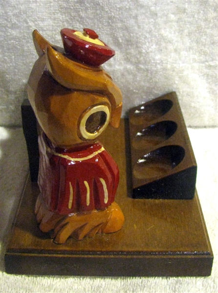50's TEMPLE OWLS ANRI MASCOT PIPE STAND w/BOX