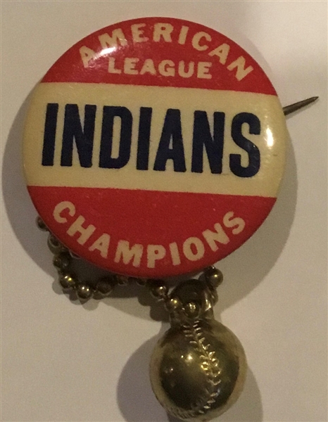 VINTAGE CLEVELAND INDIANS A.L. CHAMPIONS PIN w/CHARM