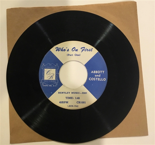 VINTAGE ABBOTT & COSTELLO WHO's ON FIRST RECORD