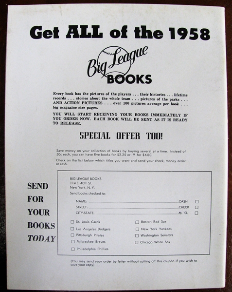 1958 PITTSBURGH PIRATES YEARBOOK