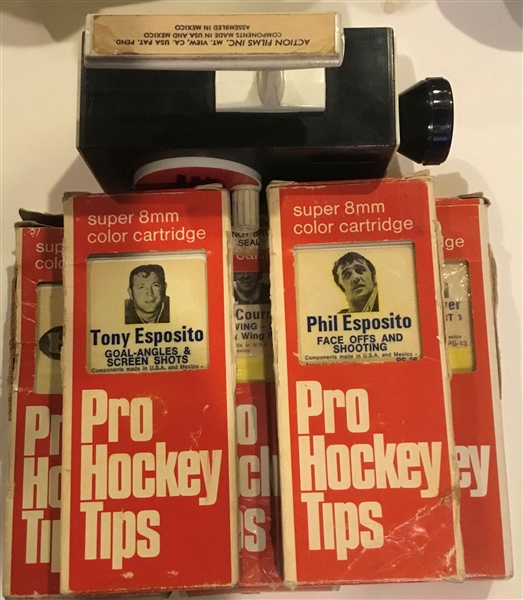 70's PRO HOCKEY TIPS CARTRIDGES w/VIEWER -5 DIFFERENT w/ESPOSITO