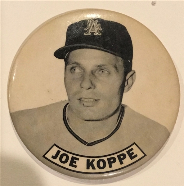 1961 L.A. ANGELS LARGE PLAYER PIN - JOE KOPPE - 1st YEAR OF FRANCHISE-RARE