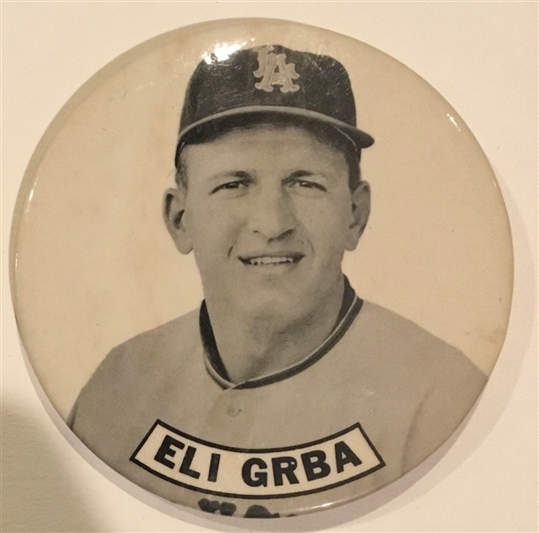 1961 L.A. ANGELS LARGE PLAYER PIN - ELI GRBA - 1st YEAR OF FRANCHISE-RARE