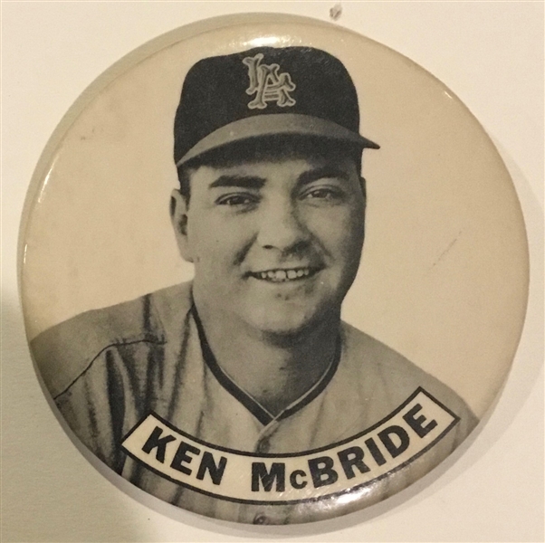 1961 L.A. ANGELS LARGE PLAYER PIN - KEN MCBRIDE - 1st YEAR OF FRANCHISE-RARE