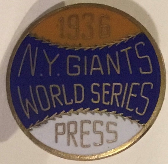 1936 NEW YORK GIANTSWORLD SERIES PRESS PIN