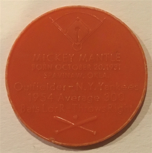 1955 MICKEY MANTLE ARMOUR ERROR COIN - ORANGE VARIATION- 
