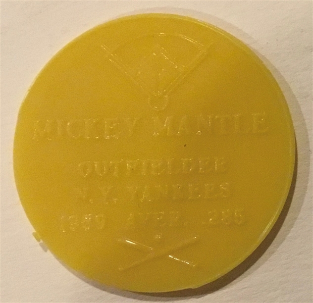 1960 MICKEY MANTLE ARMOUR COIN -YELLOW VARIATION