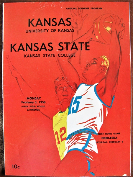 1958 KANSAS vs KANSAS STATE BASKETBALL PROGRAM w/ WILT CHAMBERLAIN