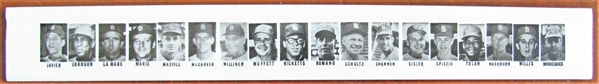 1967 ST. LOUIS CARDINALS RULER w/PLAYER PICTURES
