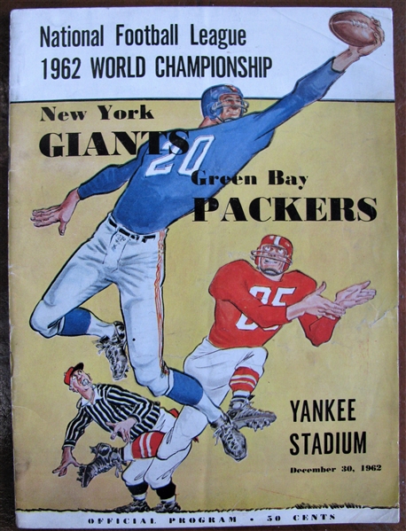 1962 THE NY GIANTS vs GREENBAY PACKERS WORLD CHAMPIONSHIP OFFICIAL PROGRAM