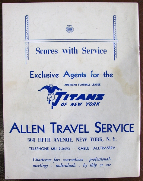 1961 NEW YORK TITANS YEARBOOK- RARE!