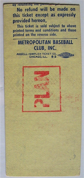 1962 METS vs LA DODGERS TICKET STUB - POLO GROUNDS 1st YEAR