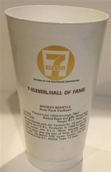 1970's MICKEY MANTLE 7-11 HALL OF FAME CUP