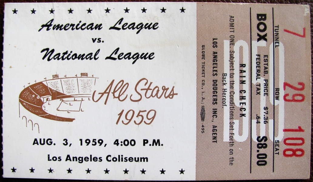1959 ALL-STAR GAME TICKET STUB