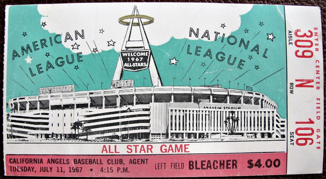 1967 ALL-STAR GAME TICKET STUB - ANAHEIM STADIUM
