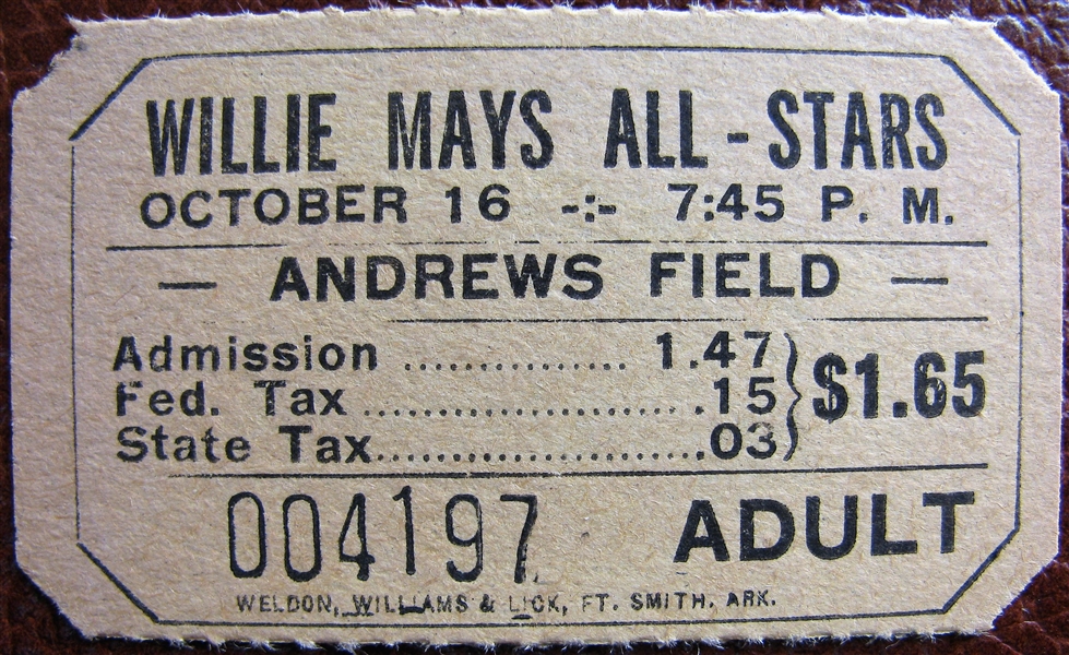 1956 WILLIE MAYS ALL-STARS TICKET