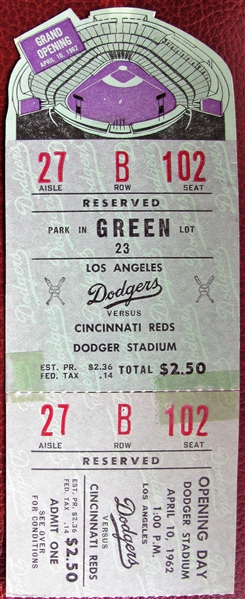 1962 LA DODGERS GRAND OPENING DAY TICKET