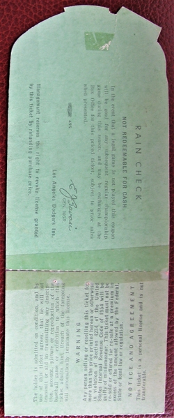 1962 LA DODGERS GRAND OPENING DAY TICKET