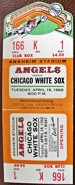 1966 CALIFORNIA ANGELS GRAND OPENING DAY FULL TICKET