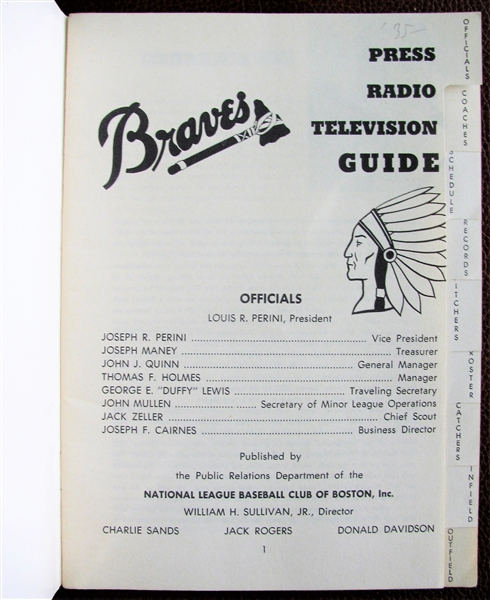 1952 BOSTON BRAVES PRESS - RADIO & TV GUIDE