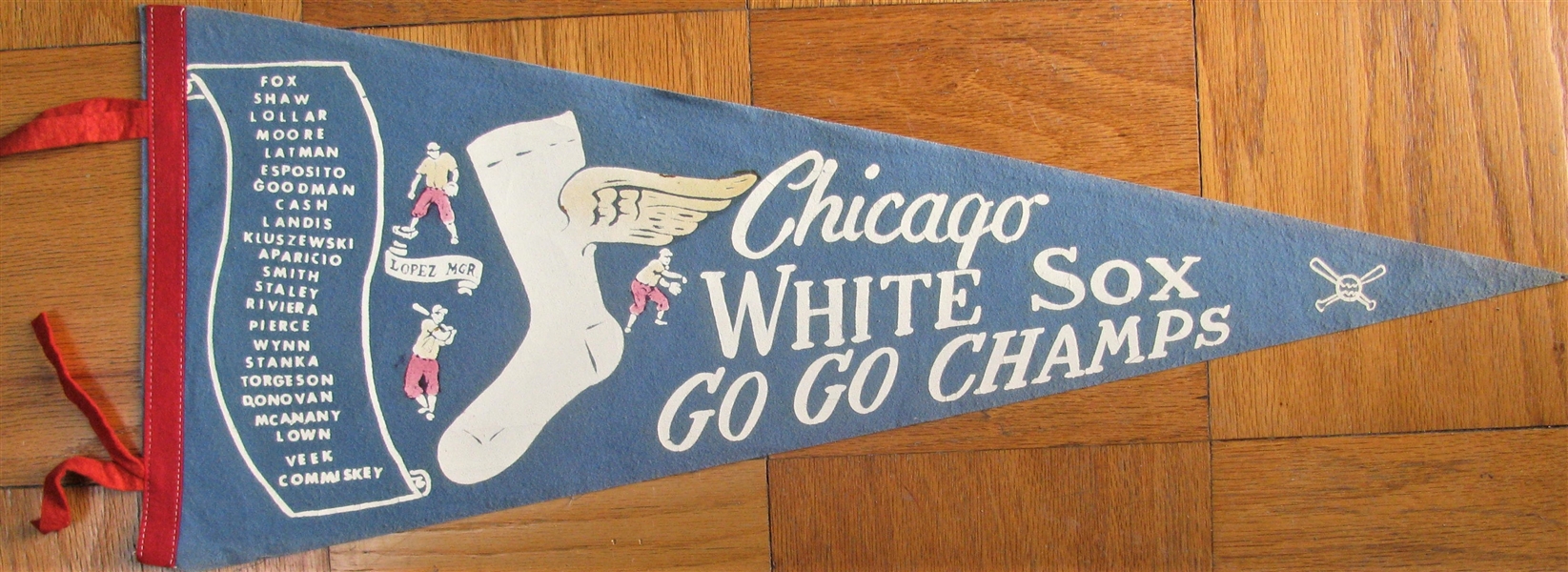 1959 CHICAGO WHITE SOX GO GO CHAMPS SCROLL PENNANT
