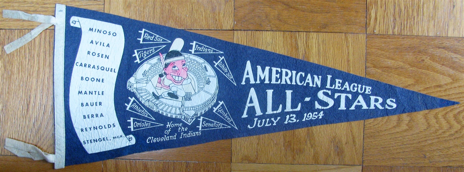 1954 ALL-STAR GAME AMERICAN LEAGUE PENNANT w/MANTLE