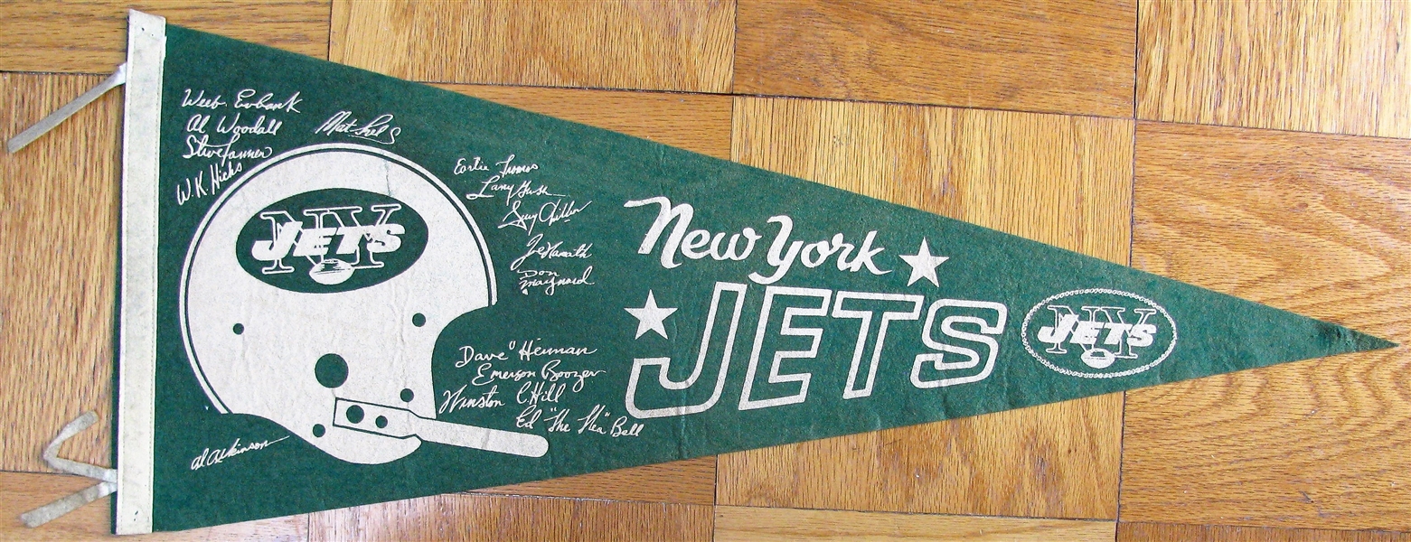 70's NEW YORK JETS PENNANT w/PLAYERS NAMES