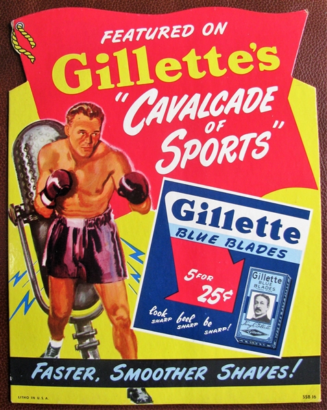 1940 GILLETTE CAVALCADE OF SPORTS BOXING CARDBOARD ADVERTISING TABLETOP DISPLAY