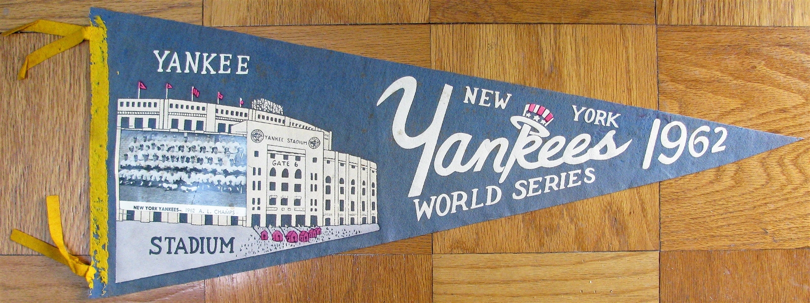 1962 NEW YORK YANKEES WORLD SERIES PICTURE PENNANT