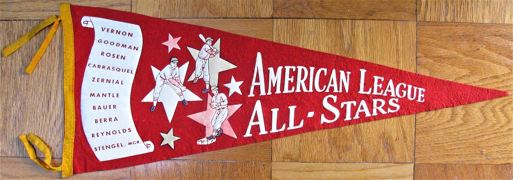 1953 ALL-STAR GAME PENNANT - AMERICAN LEAGUE VERSION w/ MANTLE