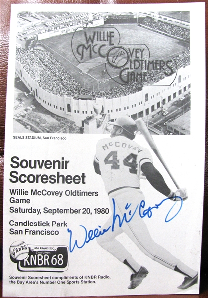 WILLIE McCOVEY SIGNED OLD TIMERS GAME PROGRAM w/CAS