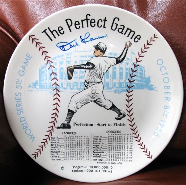 1956 DON LARSEN SIGNED PERFECT GAME PLATE w/CAS COA